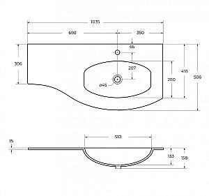 Тумба с раковиной Cezares VAGUE 100 54854+82408+54856 Grigio lucido правосторонняя для ванной в интернет-магазине Sanbest