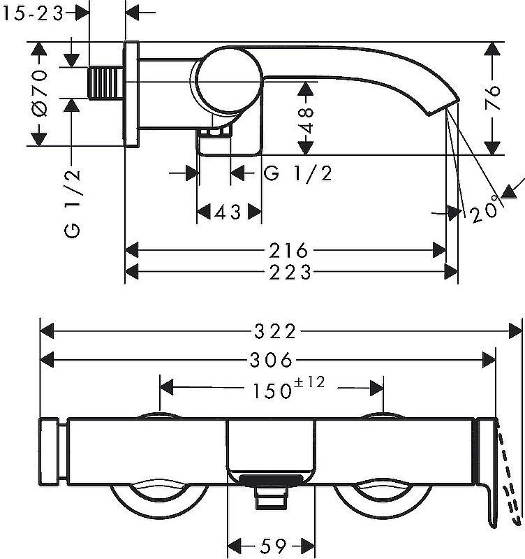 Смеситель для ванны Hansgrohe Vivenis 75420700 белый матовый купить в интернет-магазине сантехники Sanbest