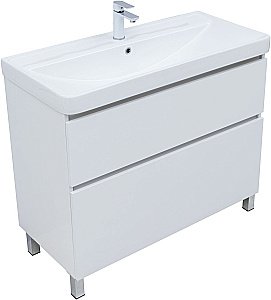 Тумба с раковиной Aquanet Вега 100 344125+323884 белая глянцевая для ванной в интернет-магазине Sanbest