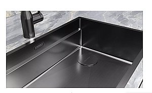 Кухонная мойка Paulmark NEXT-PRO 58 PM705845-GM вороненая сталь купить в интернет-магазине сантехники Sanbest