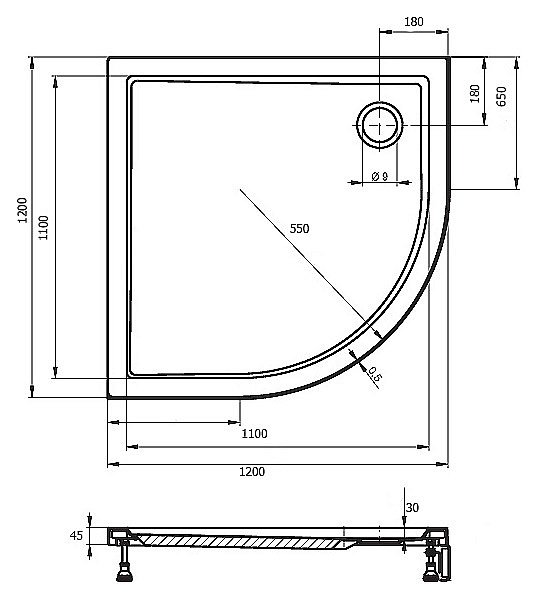 Душевой поддон Riho Davos 289 120x120 D002021005 белый купить в интернет-магазине Sanbest