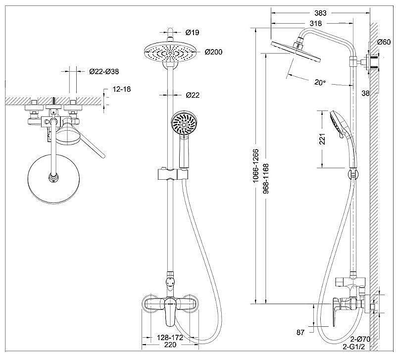 Душевая система Bravat SOURCE F9173218CP-A-ENG купить в интернет-магазине сантехники Sanbest