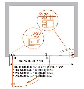 Душевая дверь Cezares ELENA-B-11-90+60-C-Cr стекло прозрачное/профиль хром купить в интернет-магазине Sanbest