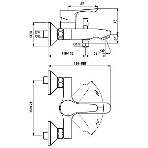 Смеситель для ванны Ideal Standard Dot 2.0 BC326AA купить в интернет-магазине сантехники Sanbest