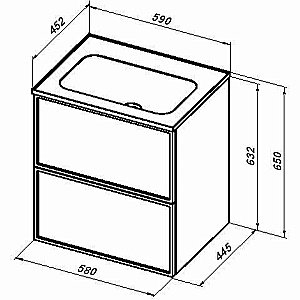 Тумба с раковиной Aquanet Арт 60 329063 ясень графит для ванной в интернет-магазине Sanbest