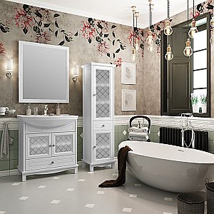 Тумба с раковиной Опадирис Омега 75 белая матовая для ванной в интернет-магазине Sanbest