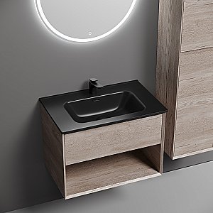 Тумба с раковиной Sancos Marmi 1.0 70 MR1.070EG дуб галифакс натуральный для ванной в интернет-магазине Sanbest