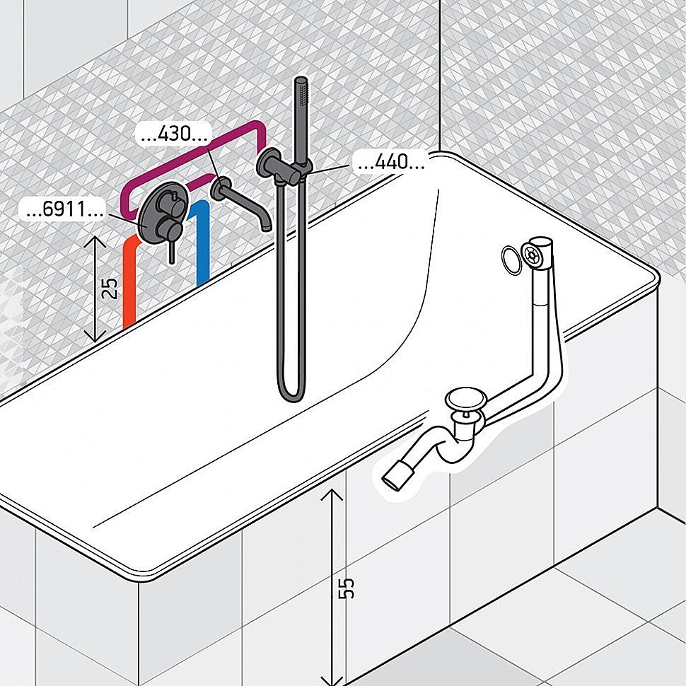 Смеситель для ванны PAINI Cox 78PJSET26911BATH матовое золото купить в интернет-магазине сантехники Sanbest
