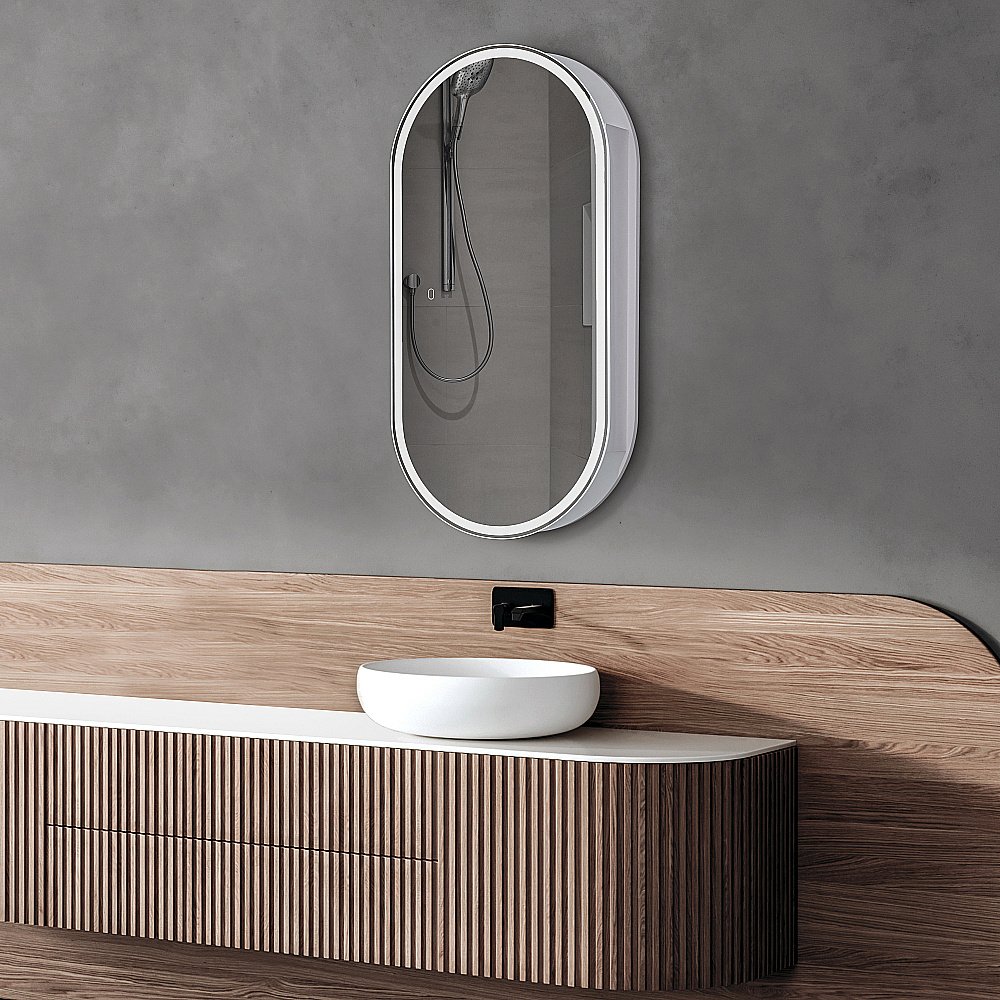 Зеркальный шкаф ABBER Kontur AG6339S 50x100 белый купить в интернет-магазине сантехники Sanbest