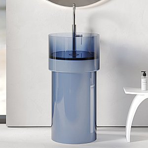 Раковина отдельностоящая прозрачная ABBER Kristall AT2701Saphir-H синяя купить в интернет-магазине Sanbest