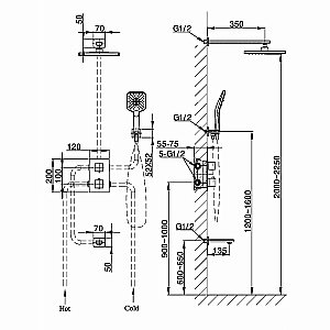 Душевая система Vincea Next VSFW-1N3TGM вороненая сталь купить в интернет-магазине сантехники Sanbest