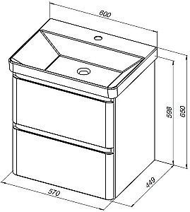 Тумба с раковиной Aquanet Эмбер 330466 60 черный матовый для ванной в интернет-магазине Sanbest
