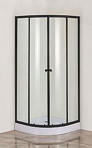 Душевой уголок Orange E01-100TB с поддоном 100х100 стекло прозрачное/профиль черный купить в интернет-магазине Sanbest