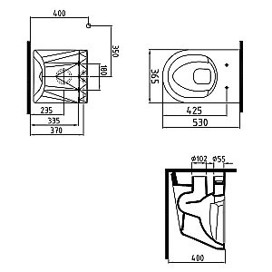 Унитаз подвесной Bien Moly MLKA052N1VP1W3000 белый, с крышкой микролифт, безободковый купить в интернет-магазине Sanbest