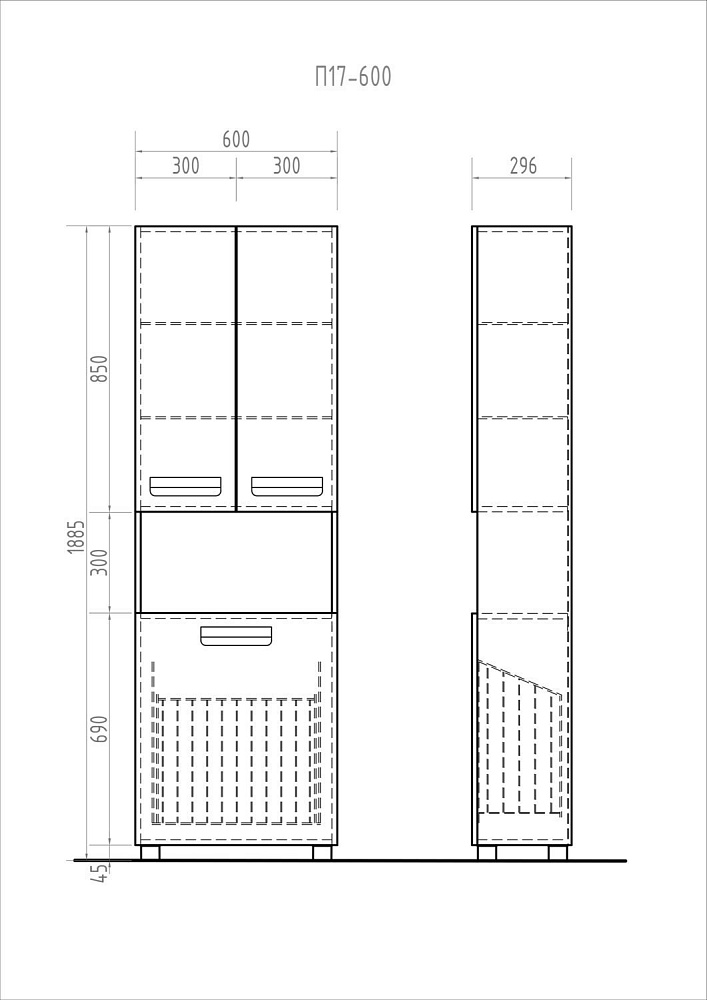 Пенал напольный VIGO Plaza П17К-60 для ванной в интернет-магазине сантехники Sanbest