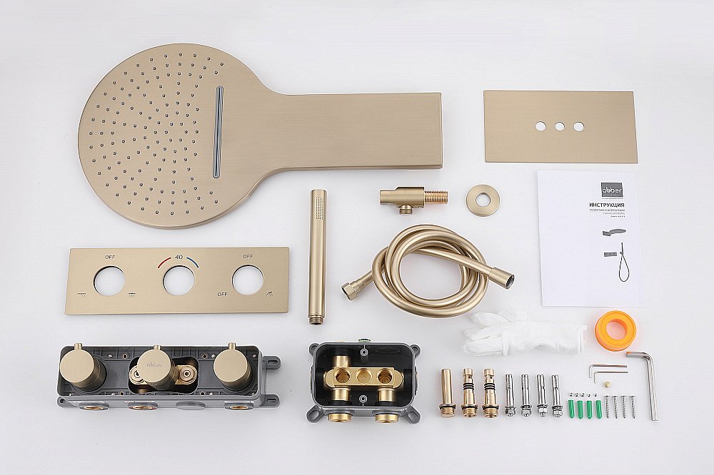 Душевая система ABBER Wasser Kreis AF8151G золото матовое купить в интернет-магазине сантехники Sanbest