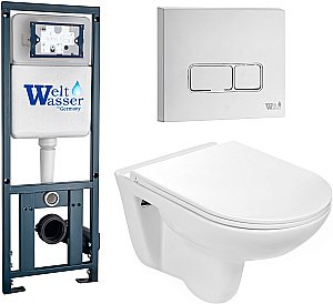 Унитаз с инсталляцией WeltWasser MARBERG 410 + BAARBACH 004 GL-WT + MAR 410 SE GL-WT купить в интернет-магазине Sanbest