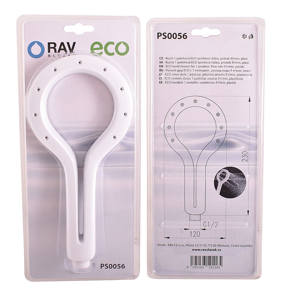 Душевая лейка Rav-Slezak PS0056 хром/белый купить в интернет-магазине сантехники Sanbest