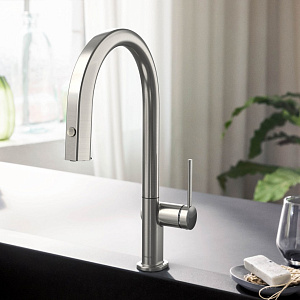 Смеситель для кухни Hansgrohe Aqittura M91 76803800 нержавеющая сталь купить в интернет-магазине сантехники Sanbest