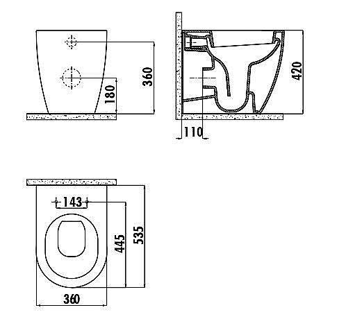Унитаз приставной с функцией биде CREAVIT FREE FE350-00 белый купить в интернет-магазине Sanbest