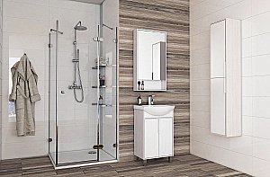 Тумба с раковиной Акватон Рико 50 белая глянцевая/ясень фабрик для ванной в интернет-магазине Sanbest