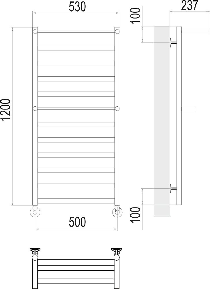 Полотенцесушитель водяной Terminus Хендрикс П12 500х1200 купить в интернет-магазине сантехники Sanbest