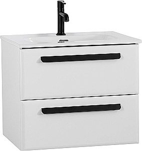 Тумба с раковиной Cezares ECO-CER-N 60 ECO-CER-N-600-2C-SO-BL белая глянцевая для ванной в интернет-магазине Sanbest