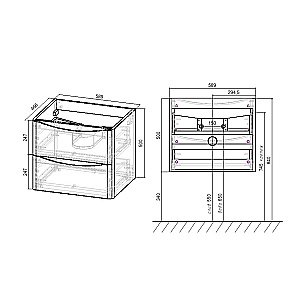 Тумба с раковиной Vincea PAOLA VMC-2P600RW + VCB-2VP600G 60 темное дерево для ванной в интернет-магазине Sanbest