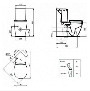 Унитаз напольный Ideal Standard Connect Space E119501 с бачком E120201 белый купить в интернет-магазине Sanbest