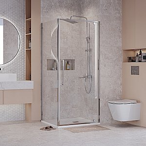Душевой уголок Niagara Nova NG-66-9A/NG-A100-34 90х100 стекло прозрачное/профиль хром купить в интернет-магазине Sanbest