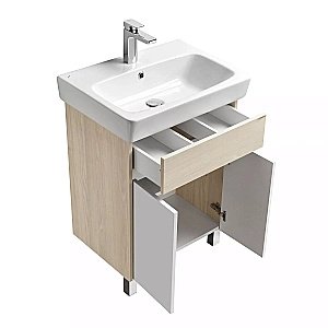 Тумба с раковиной Акватон Верди 60 Н белая/ясень фабрик для ванной в интернет-магазине Sanbest