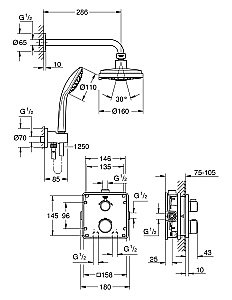 Душевой набор Grohe Grohtherm 34735000 купить в интернет-магазине сантехники Sanbest