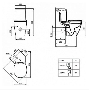 Унитаз напольный Ideal Standard Connect Space E119501 с бачком E120201 белый купить в интернет-магазине Sanbest