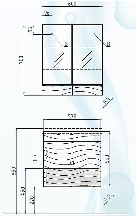 Тумба с раковиной Style Line Вероника 60 для ванной в интернет-магазине Sanbest