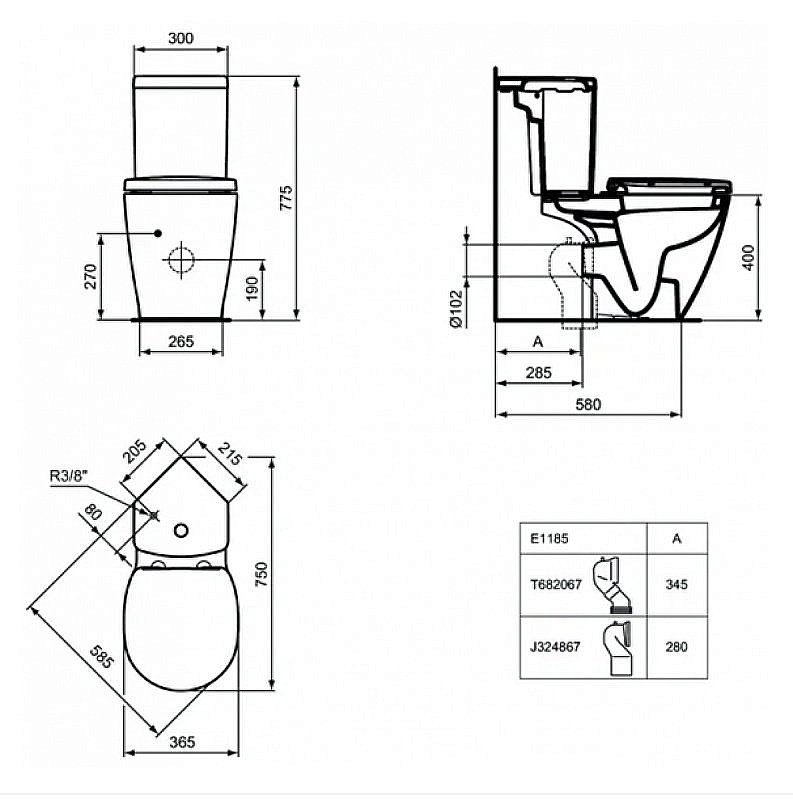 Унитаз напольный Ideal Standard Connect Space E119501 с бачком E120201 белый купить в интернет-магазине Sanbest
