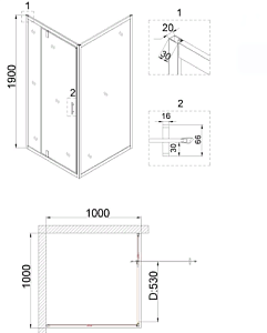 Душевой уголок Niagara Nova NG-0200-08 BLACK 100х100 купить в интернет-магазине Sanbest