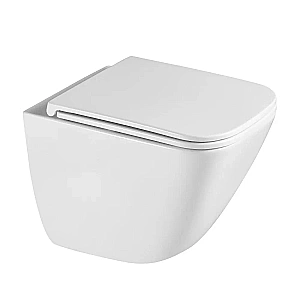 Унитаз подвесной ABBER Rechteck AC1220TC белый с инсталляцией AC0105 и кнопкой AC0121NG оружейная сталь, безободковый, с крышкой микролифт купить в интернет-магазине Sanbest