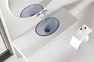 Раковина накладная прозрачная ABBER Kristall AT2802Saphir синяя купить в интернет-магазине Sanbest