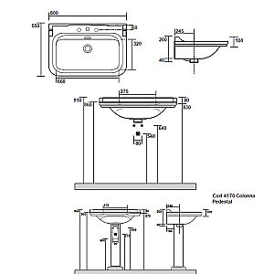 Раковина на пьедестале Kerasan Waldorf 80 4141K 80-1 белая купить в интернет-магазине Sanbest