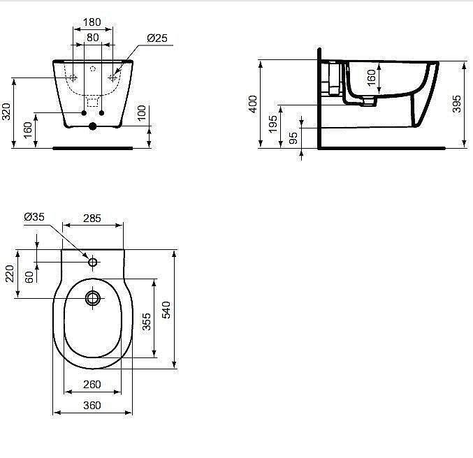 Биде подвесное Ideal Standard Connect E799701 купить в интернет-магазине Sanbest