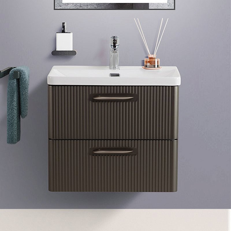 Тумба с раковиной BelBagno DUE-600-2C-SO-GM-P оружейная сталь для ванной в интернет-магазине Sanbest