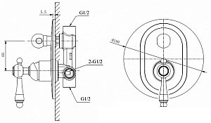 Смеситель для душа Caprigo Fonte 12-551-crm хром купить в интернет-магазине сантехники Sanbest