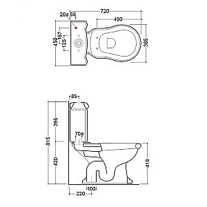 Унитаз напольный Kerasan Retro 1012 с бачком 1081 Белый/кнопка бронза купить в интернет-магазине Sanbest