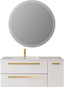 Тумба с раковиной Cezares ECO-CER-N 120 ECO-CER-N-1200-2C-1A-SO-BL белая глянцевая для ванной в интернет-магазине Sanbest