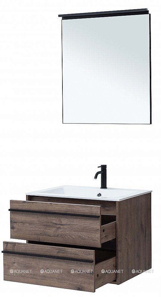 Тумба с раковиной Aquanet Lino 70 Дуб Веллингтон для ванной в интернет-магазине Sanbest