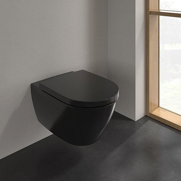 Унитаз подвесной Villeroy&Boch Subway 2.0 5614R0R7 черный матовый, безободковый купить в интернет-магазине Sanbest