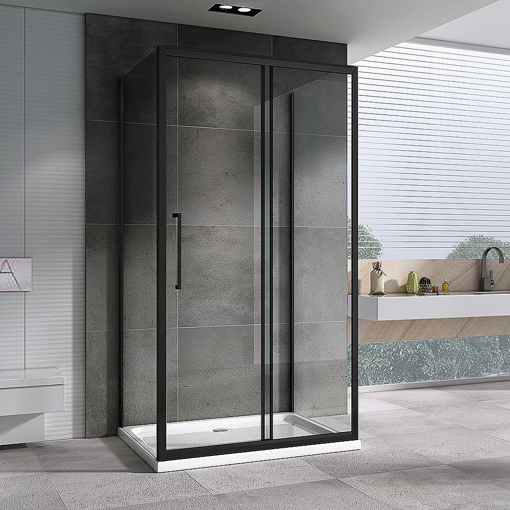 Душевой уголок ABBER Schwarzer Diamant AG30160BH-S90B-S90B 160х90 стекло прозрачное/профиль черный купить в интернет-магазине Sanbest