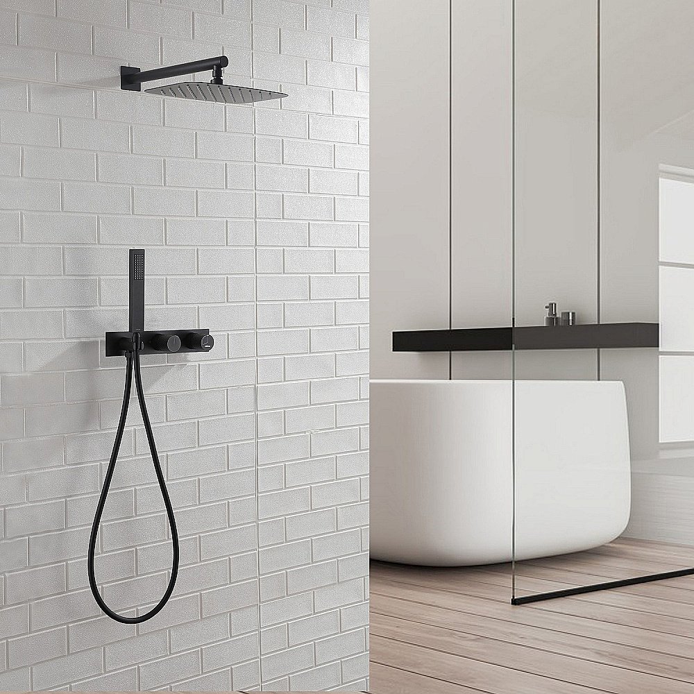 Душевая система Abber Rund AF8718B черная матовая купить в интернет-магазине сантехники Sanbest