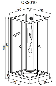 Душевая кабина AvaCan CK Серия CK2010N 100х100 без крыши купить в интернет-магазине Sanbest