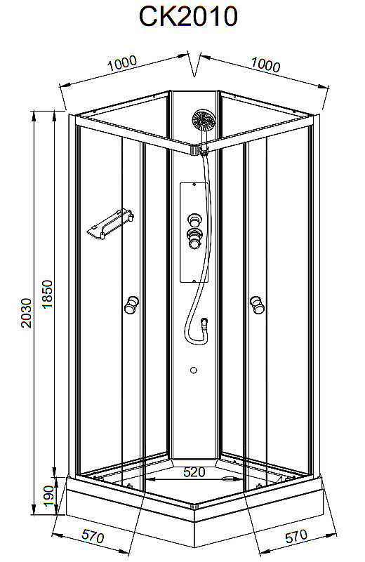 Душевая кабина AvaCan CK Серия CK2010N 100х100 без крыши купить в интернет-магазине Sanbest